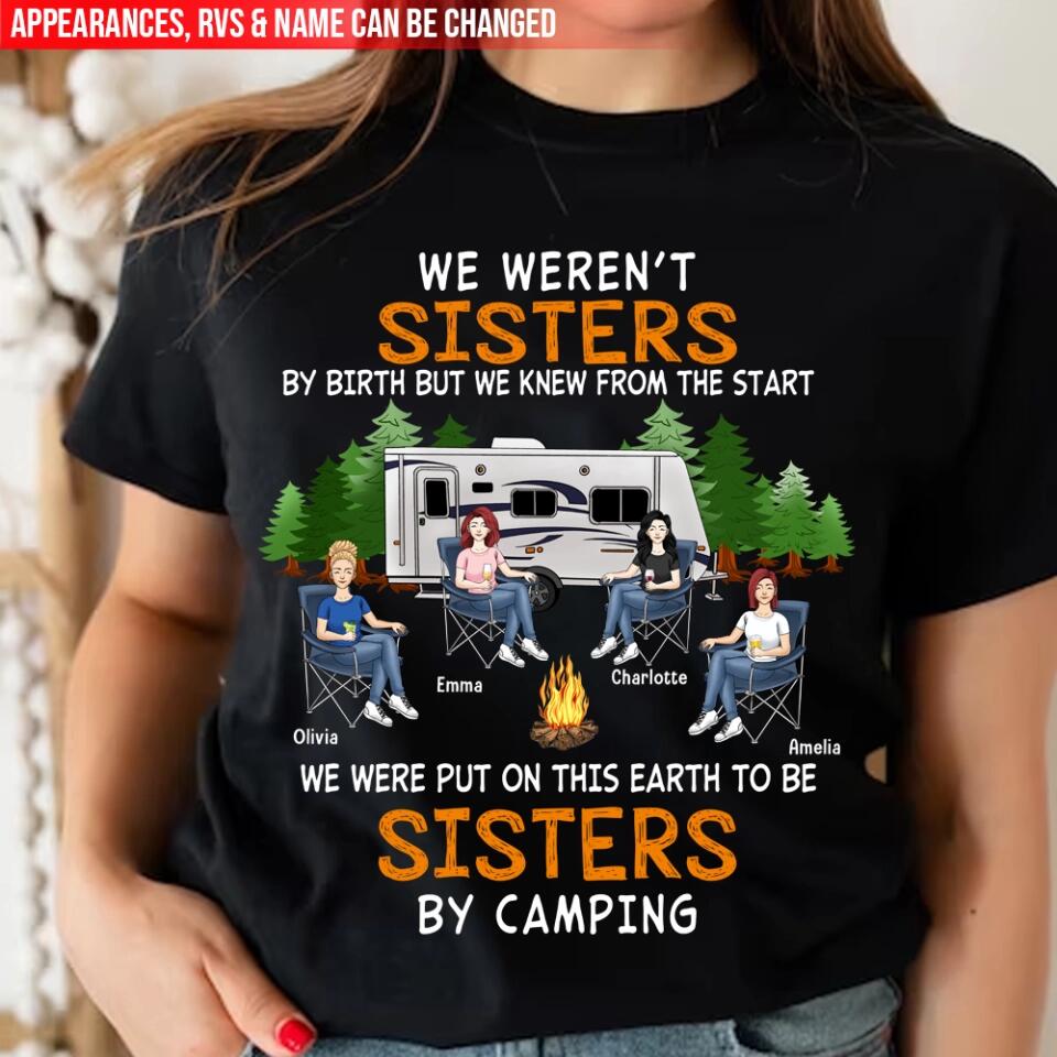 Sisters By Camping Shirt - Personalzied Bestie Camping Shirt - Camping Life - Happy Campers - Bestie Shirt - Campers Gift