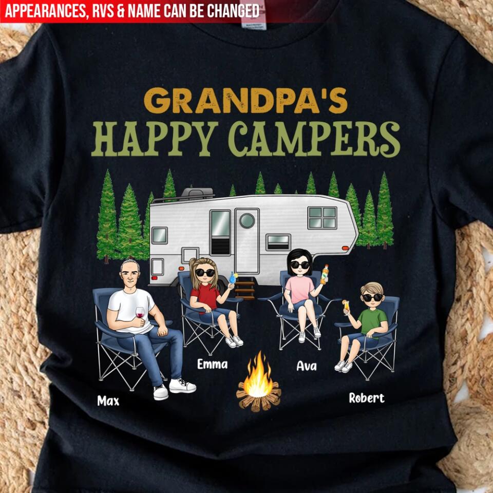 Grandpa's Happy Campers Shirt - Personalized Grandpa Shirt - Personalized Camping Shirt - Grandpa Gift - Camping Life