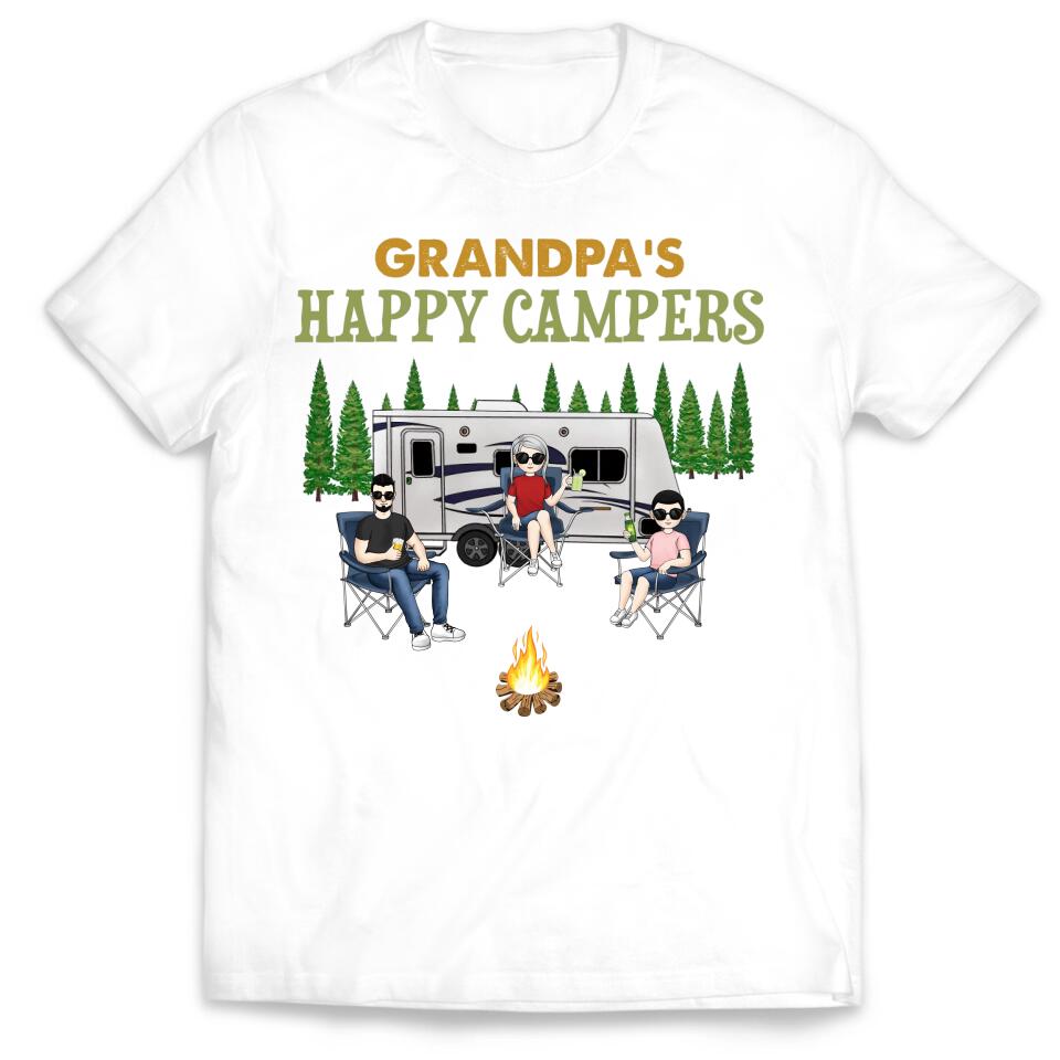 Grandpa's Happy Campers Shirt - Personalized Grandpa Shirt - Personalized Camping Shirt - Grandpa Gift - Camping Life