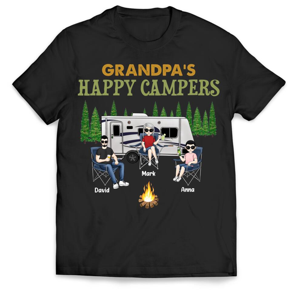 Grandpa's Happy Campers Shirt - Personalized Grandpa Shirt - Personalized Camping Shirt - Grandpa Gift - Camping Life