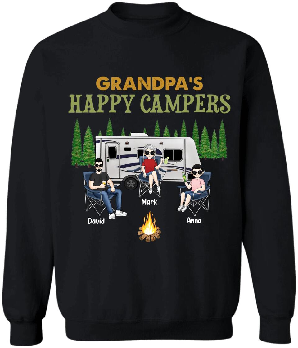 Grandpa's Happy Campers Shirt - Personalized Grandpa Shirt - Personalized Camping Shirt - Grandpa Gift - Camping Life