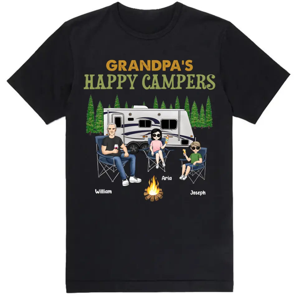 Grandpa's Happy Campers Shirt - Personalized Grandpa Shirt - Personalized Camping Shirt - Grandpa Gift - Camping Life