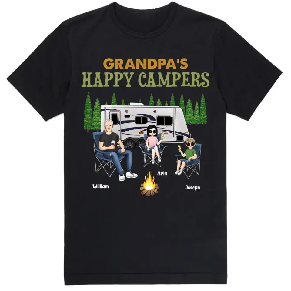 Grandpa&#39;s Happy Campers Shirt - Personalized Grandpa Shirt - Personalized Camping Shirt - Grandpa Gift - Camping Life