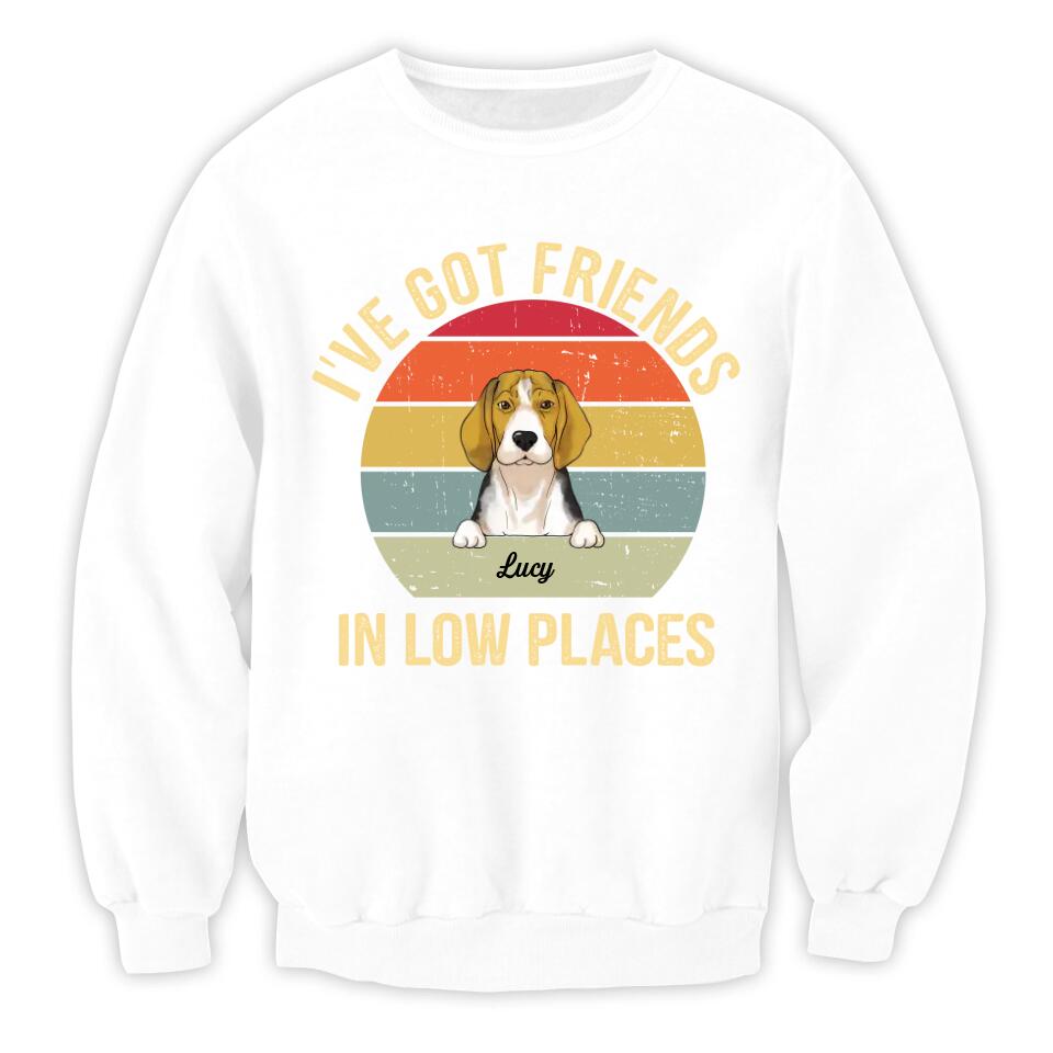 I've Got Friends In Low Places - Personalized Dog Lovers Shirt - Dog Owner Gift - Retro Vintage Dog - Dog Mom Shirt