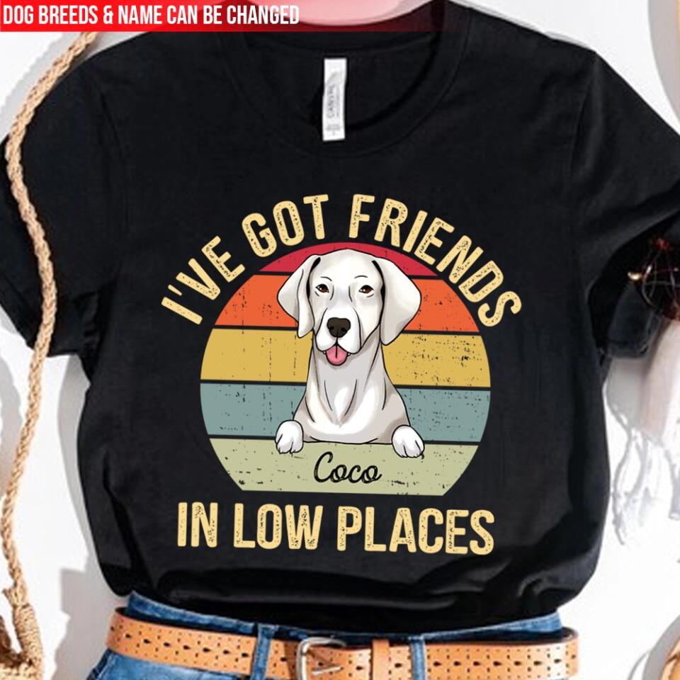 I've Got Friends In Low Places - Personalized Dog Lovers Shirt - Dog Owner Gift - Retro Vintage Dog - Dog Mom Shirt