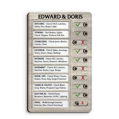 RV Checklist - Personalized Wooden RV Checklist, Gift For Camper