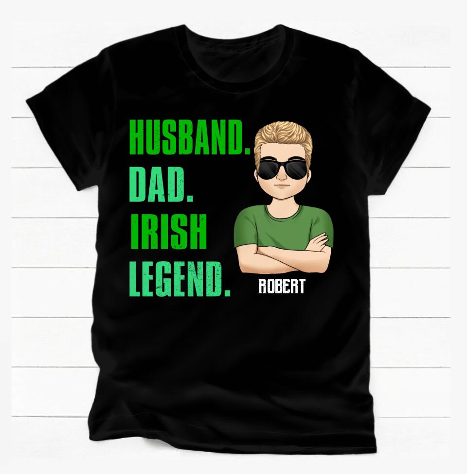 Husband Dad Irish Legend - Personalized T-Shirt, Gift For Patrick's Day
