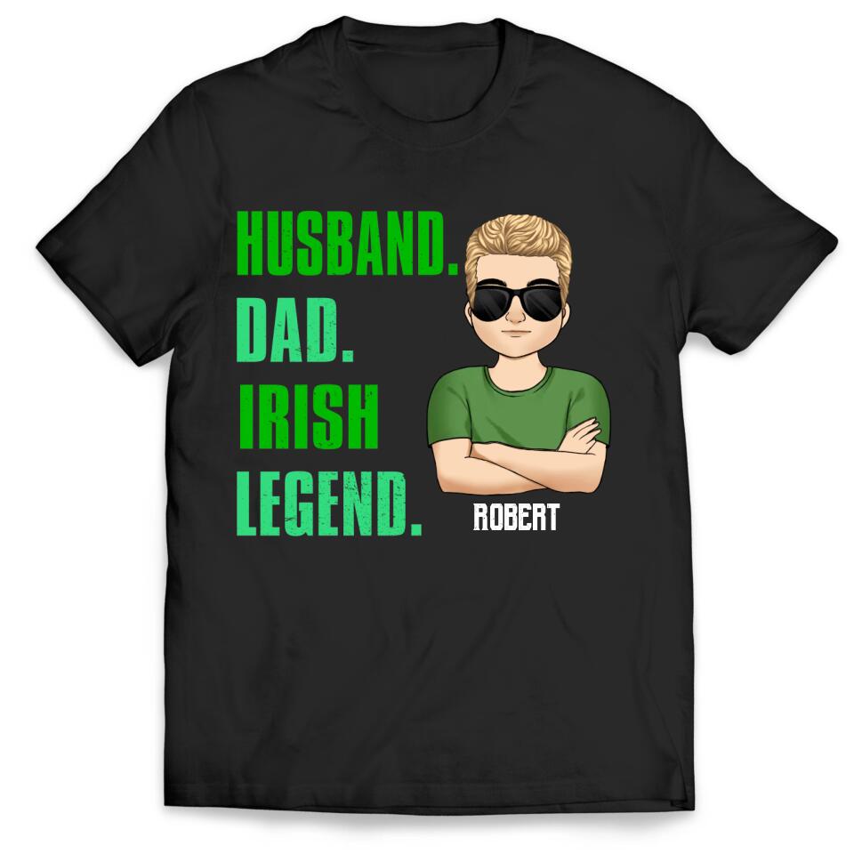 Husband Dad Irish Legend - Personalized T-Shirt, Gift For Patrick's Day