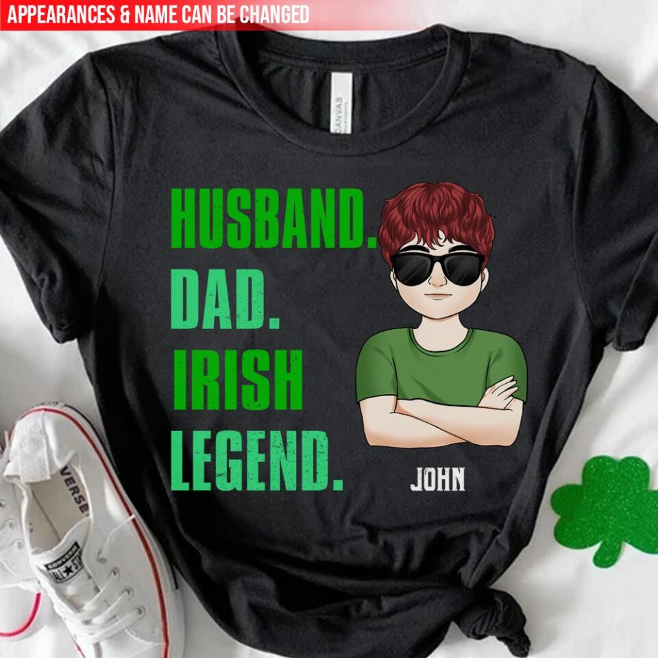 Husband Dad Irish Legend - Personalized T-Shirt, Gift For Patrick's Day
