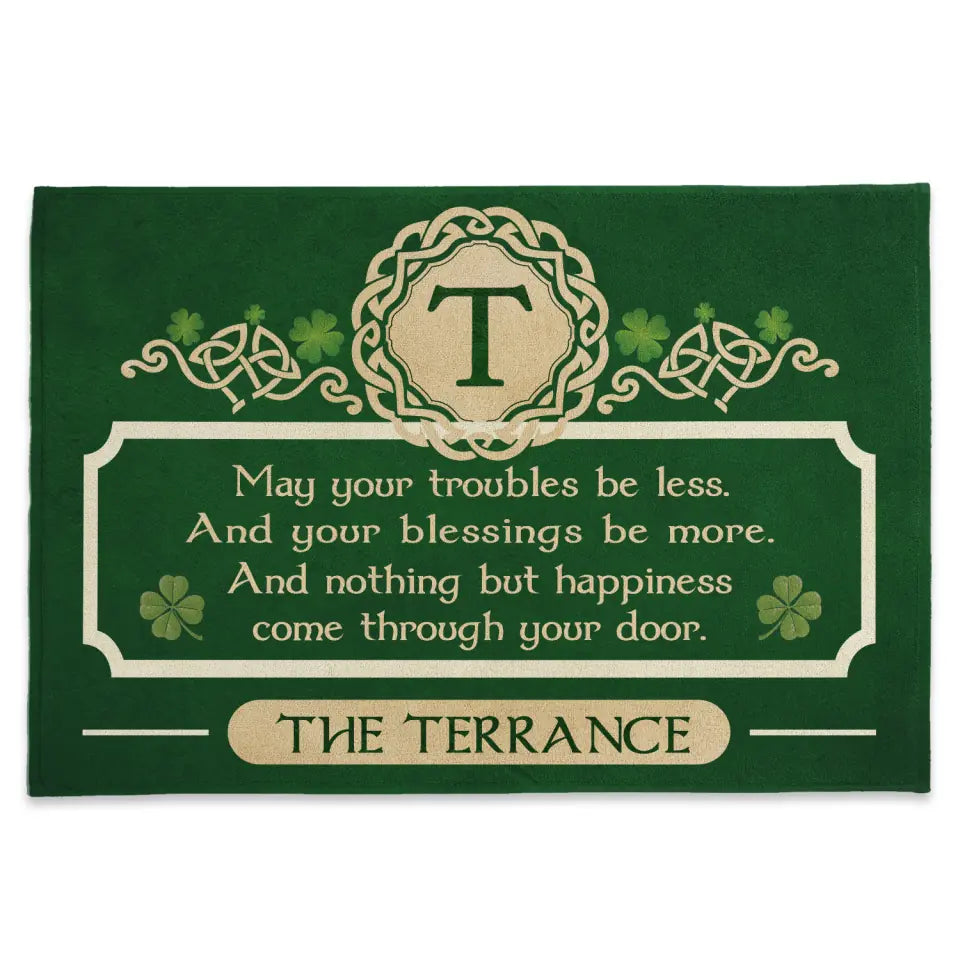 An Irish Blessing, May Your Troubles Be Less - Personalized Doormat, St. Patrick&#39;s Day Decor - DM194