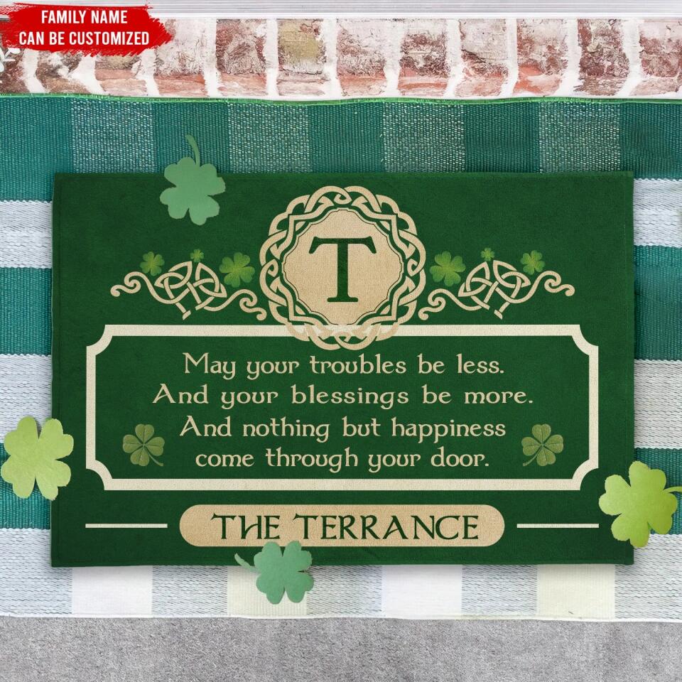 An Irish Blessing, May Your Troubles Be Less - Personalized Doormat, St. Patrick's Day Decor - DM194