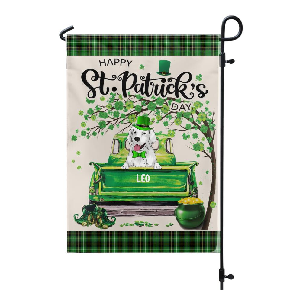 Happy ST. Patrick’s Day - Personalized Garden Flag, Gift For Dog Lover
