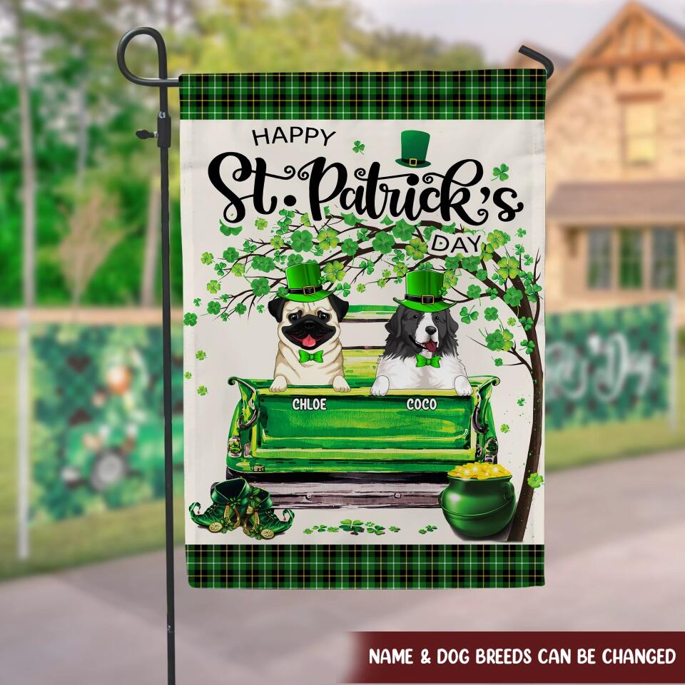 Happy ST. Patrick’s Day - Personalized Garden Flag, Gift For Dog Lover