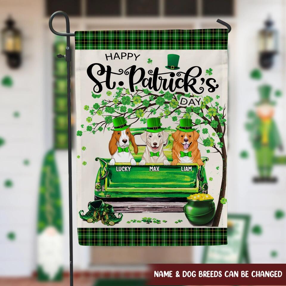 Happy ST. Patrick’s Day - Personalized Garden Flag, Gift For Dog Lover
