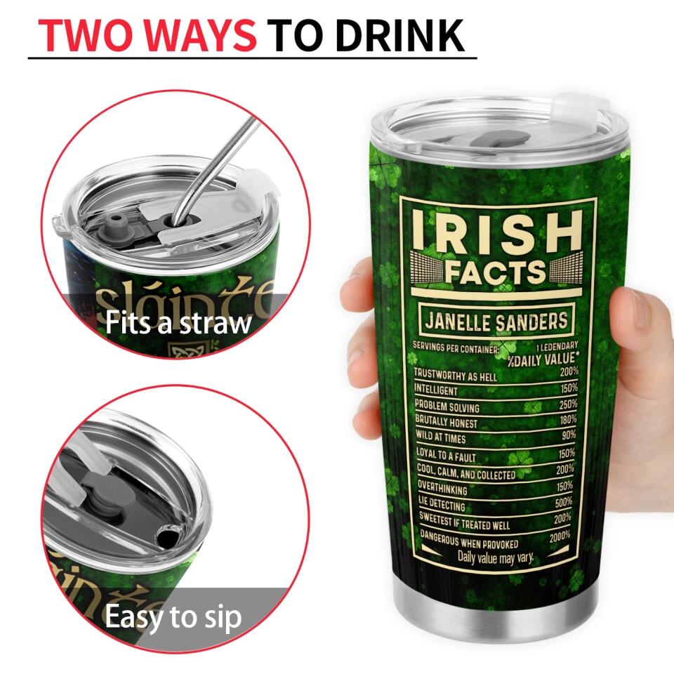 Irish Facts - Personalized Tumbler, St Patrick's Day Gifts