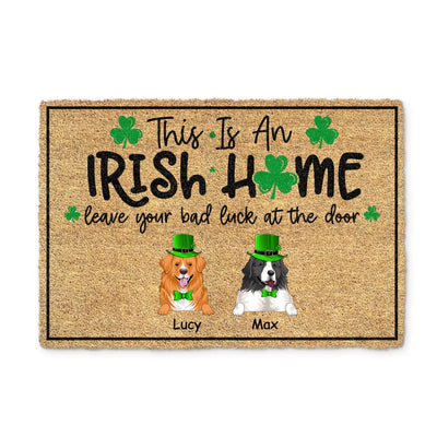 This Is An Irish Home - Personalized St. Patrick's Day Doormat - Dog Lovers Doormat - Custom Doormat Closing Gift