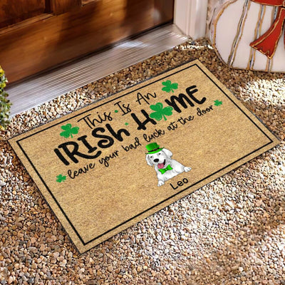 This Is An Irish Home - Personalized St. Patrick's Day Doormat - Dog Lovers Doormat - Custom Doormat Closing Gift