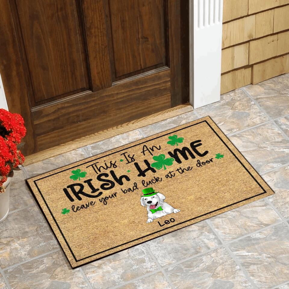 This Is An Irish Home - Personalized St. Patrick's Day Doormat - Dog Lovers Doormat - Custom Doormat Closing Gift