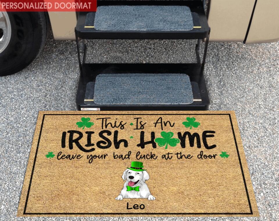 This Is An Irish Home - Personalized St. Patrick's Day Doormat - Dog Lovers Doormat - Custom Doormat Closing Gift
