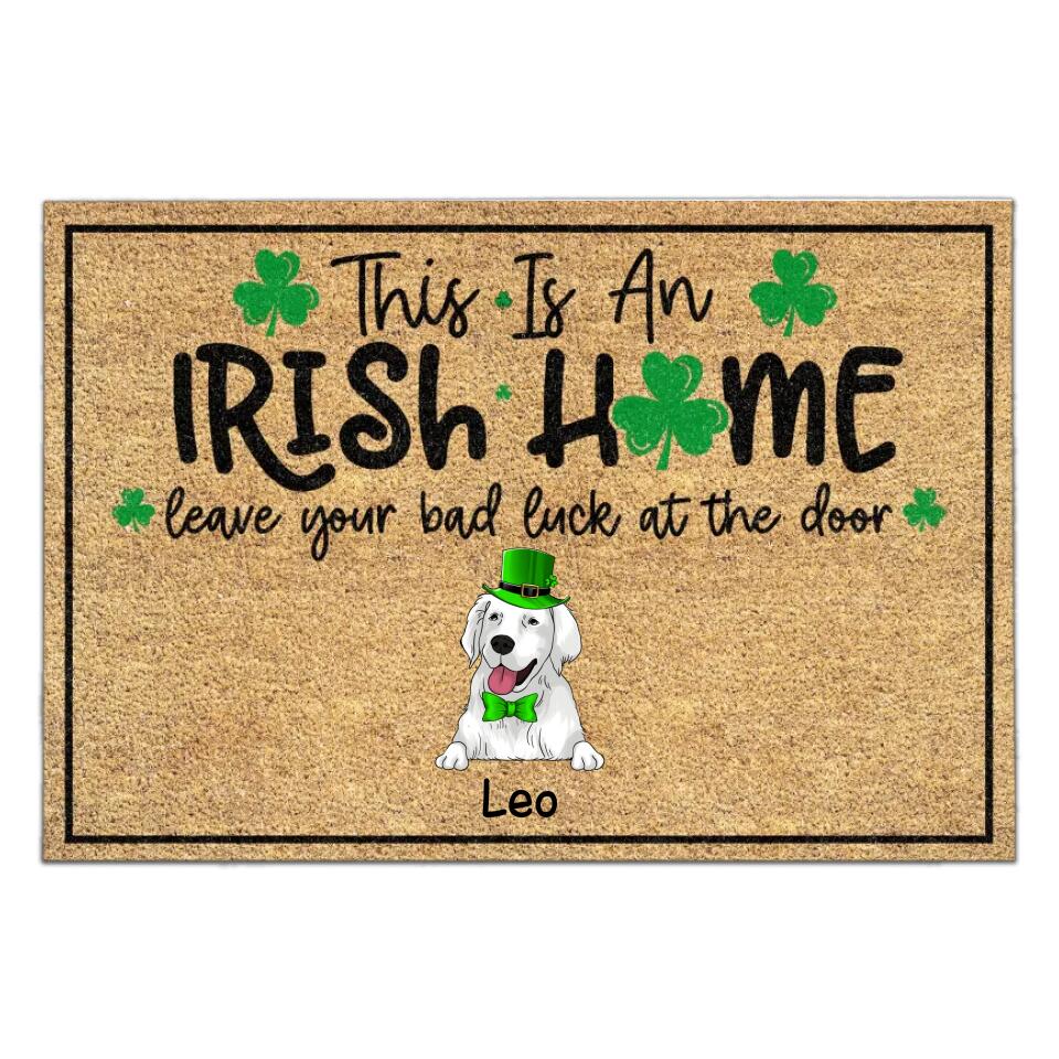 This Is An Irish Home - Personalized St. Patrick's Day Doormat - Dog Lovers Doormat - Custom Doormat Closing Gift