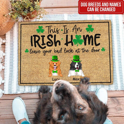 This Is An Irish Home - Personalized St. Patrick's Day Doormat - Dog Lovers Doormat - Custom Doormat Closing Gift