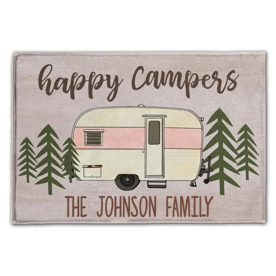 Happy Campers - Personalized Doormat, Gift For Camper