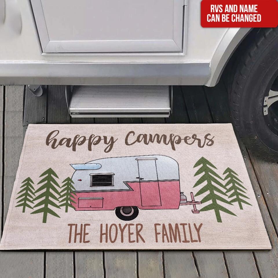 Happy Campers - Personalized Doormat, Gift For Camper