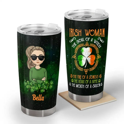 Irish Woman The Soul Of A Witch - Personalized Tumbler, Gift For St. Patrick's Day