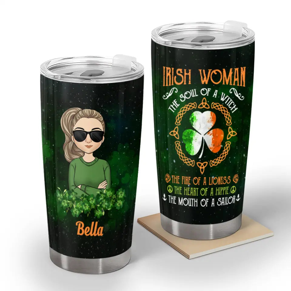 Irish Woman The Soul Of A Witch - Personalized Tumbler, Gift For St. Patrick&#39;s Day