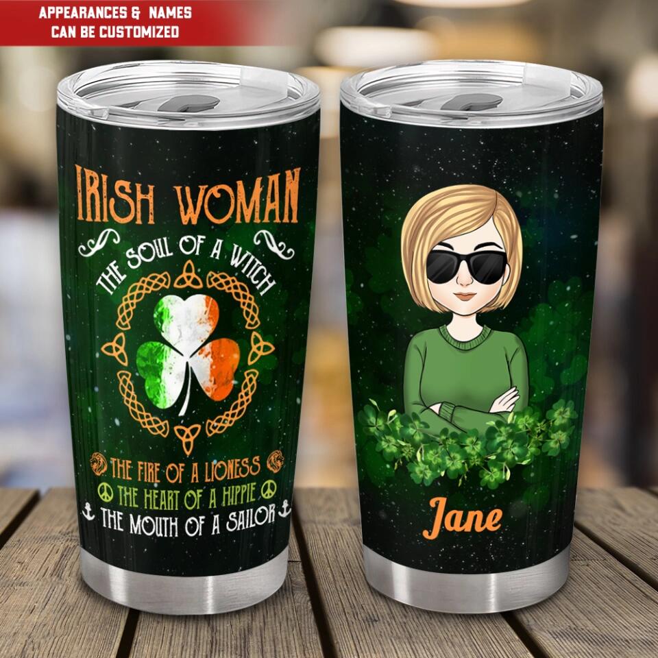 Irish Woman The Soul Of A Witch - Personalized Tumbler, Gift For St. Patrick's Day
