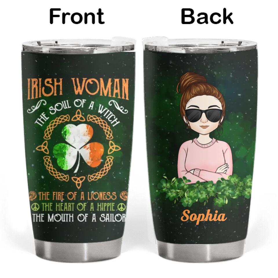 Irish Woman The Soul Of A Witch - Personalized Tumbler, Gift For St. Patrick's Day