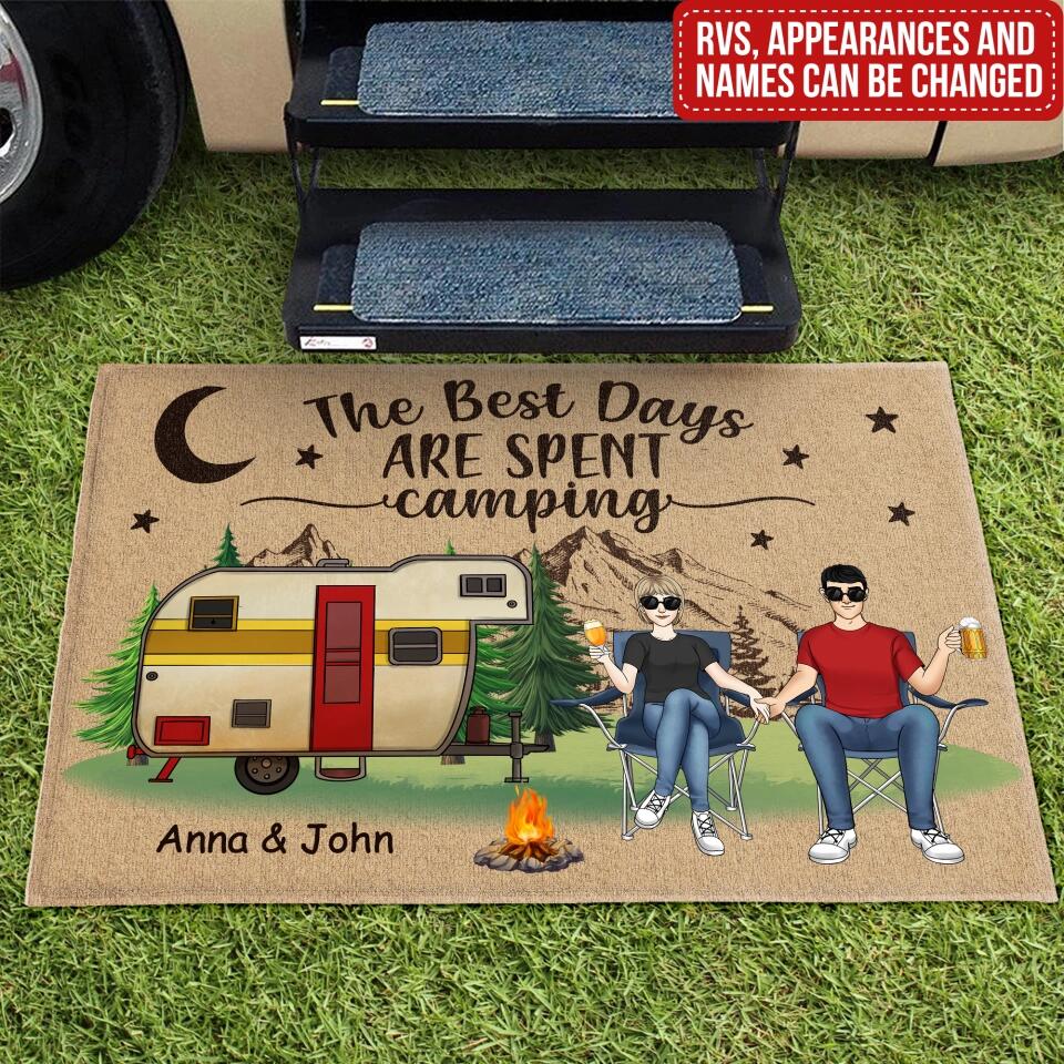 The Best Day Are Spent Camping - Personalized DoorMat, Gift For Camping Lover