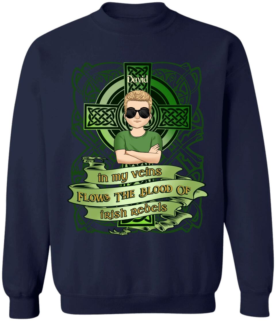 In My Veins Flows The Blood Of Irish Rebels - Personalized T-Shirt