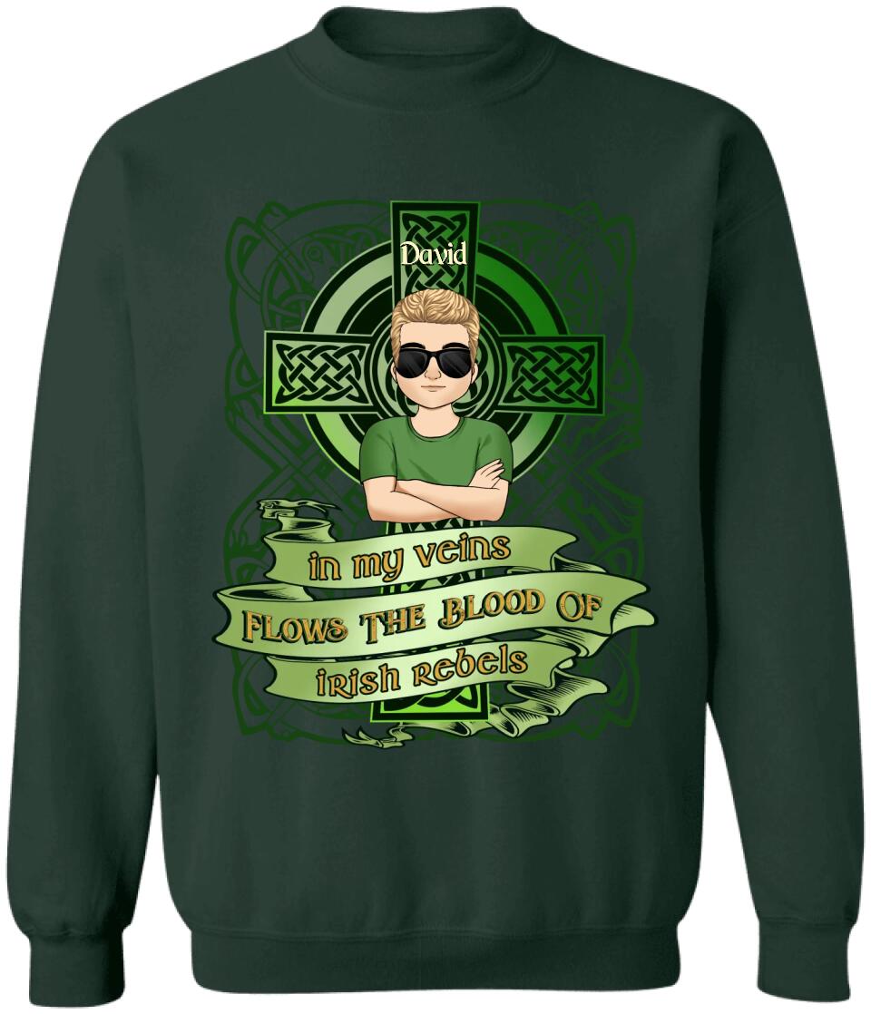 In My Veins Flows The Blood Of Irish Rebels - Personalized T-Shirt