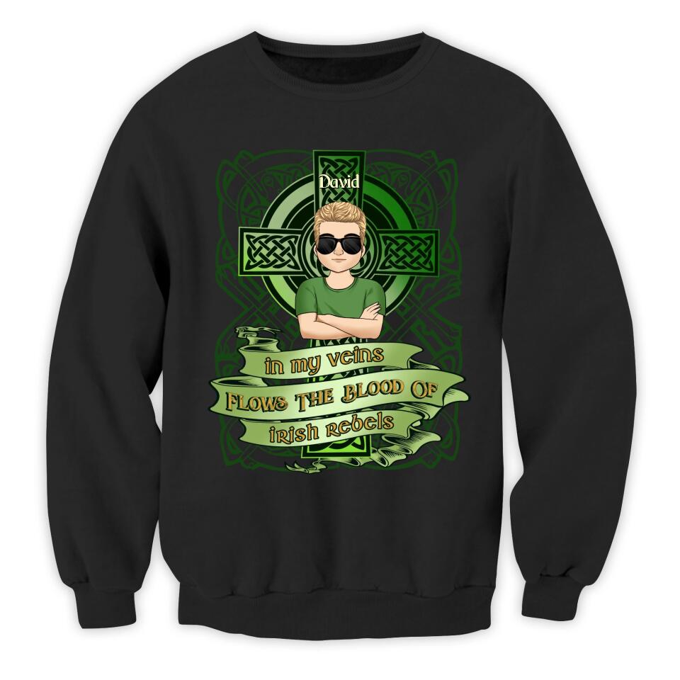 In My Veins Flows The Blood Of Irish Rebels - Personalized T-Shirt