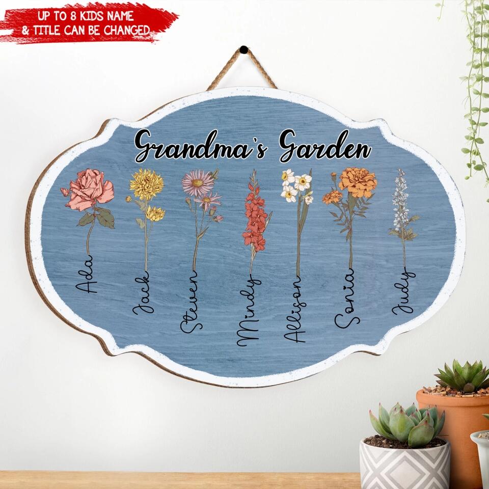 Grandma's Garden - Personalized Wooden Sign, Gift For Grandma, Grandparents