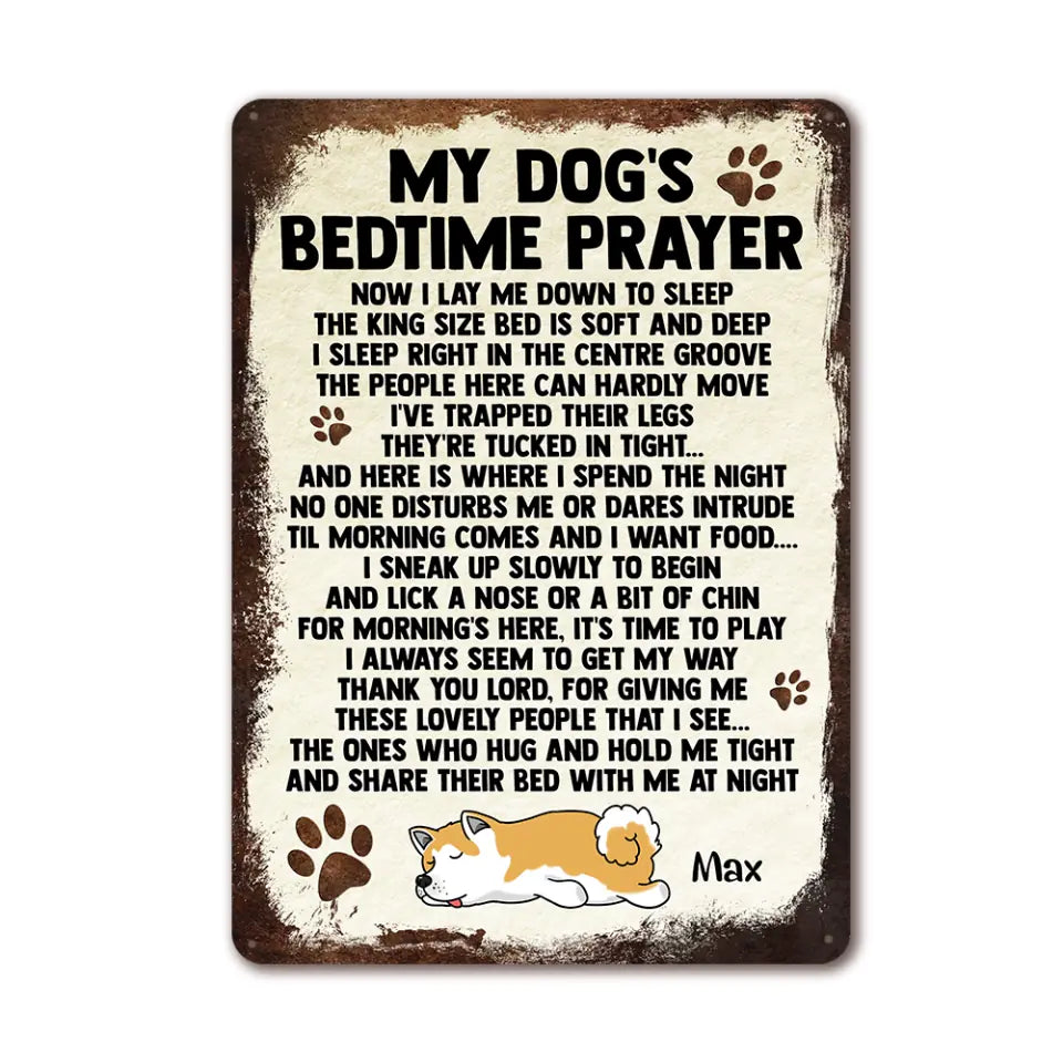 My Dog&#39;s Bedtime Prayer - Personalized Dog Metal Sign - Gift For Dog Lovers - Dog Metal Sign