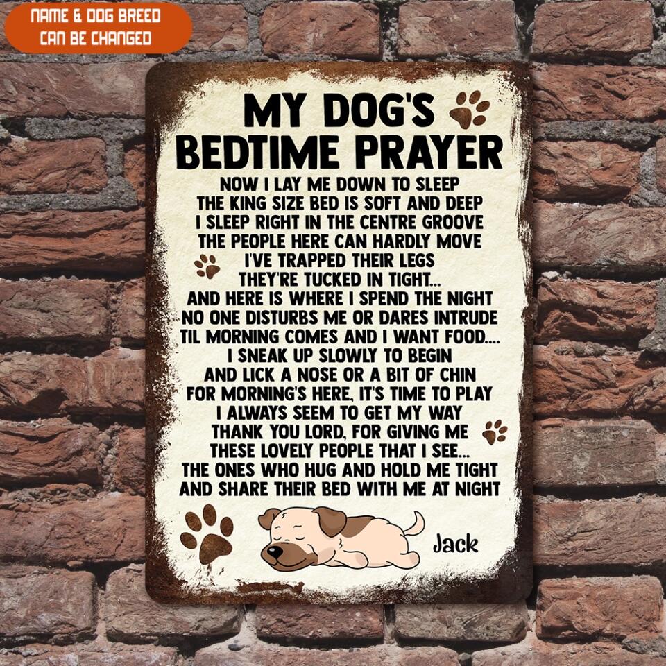 My Dog's Bedtime Prayer - Personalized Dog Metal Sign - Gift For Dog Lovers - Dog Metal Sign