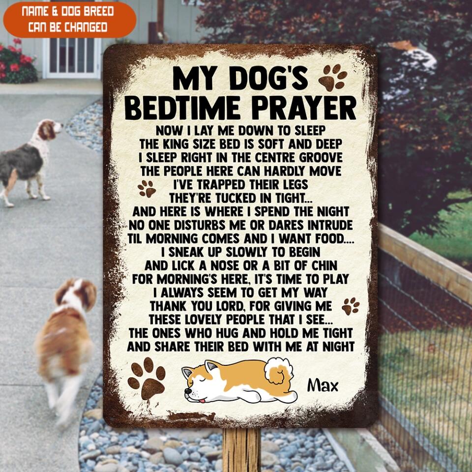 My Dog's Bedtime Prayer - Personalized Dog Metal Sign - Gift For Dog Lovers - Dog Metal Sign