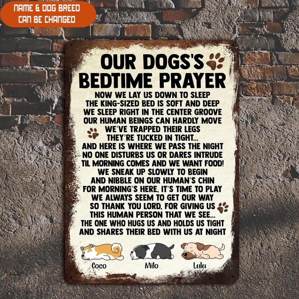 My Dog's Bedtime Prayer - Personalized Dog Metal Sign - Gift For Dog Lovers - Dog Metal Sign