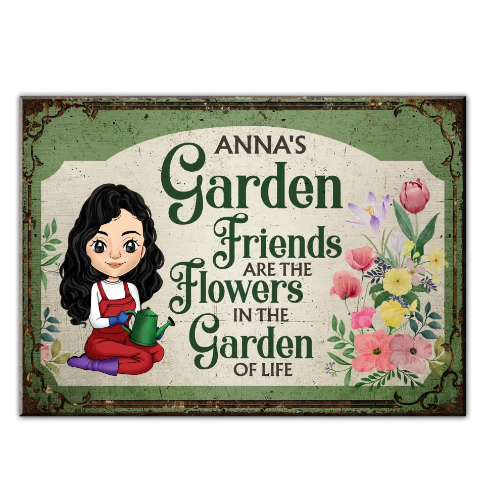 Friends Are The Flowers In The Garden Of Life - Personalized Metal Sign, Gift For Garden Lover