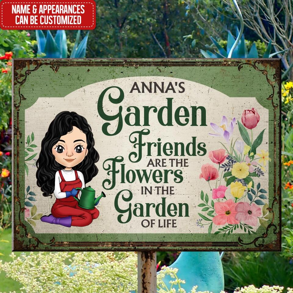 Friends Are The Flowers In The Garden Of Life - Personalized Metal Sign, Gift For Garden Lover