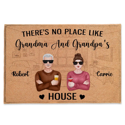 There's No Place Like Grandma And Grandpa's House - Personalized Welcome Doormat - Home Doormat - Fathers Day - Mothers Day