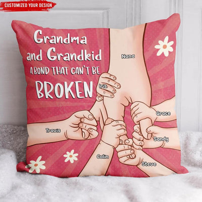Grandparent And Grandkid A Bond That Can't Be Broken - Personalized Pillow (Insert Included), Gift For Grandpa, Grandma