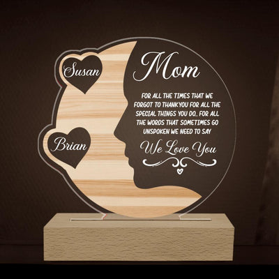 Mum’s Garden - Personalized Acrylic Night Light, Gift For Mom, Custom 