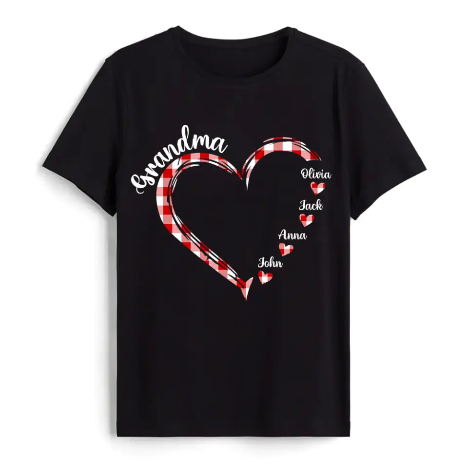 Grandma Heart Sweat - Personalized T-Shirt, Grandkids Name Shirt, Gift For Grandma