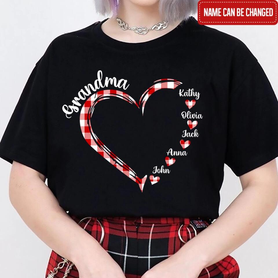 Grandma Heart Sweat - Personalized T-Shirt, Grandkids Name Shirt, Gift For Grandma