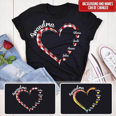 Grandma Heart Sweat - Personalized T-Shirt, Grandkids Name Shirt, Gift For Grandma