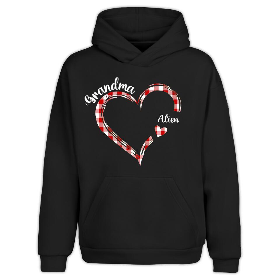 Grandma Heart Sweat - Personalized T-Shirt, Grandkids Name Shirt, Gift For Grandma