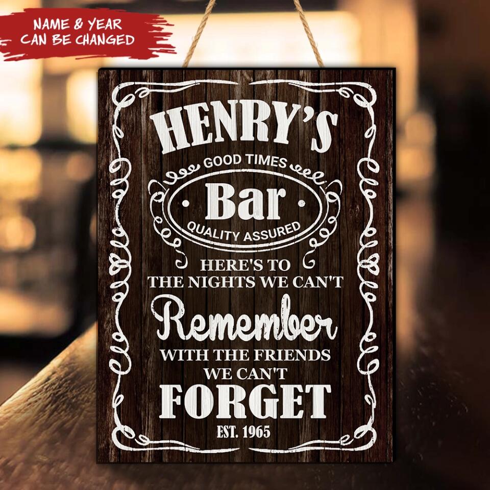 Good Times Bar Quality Assured - Personalized Wooden Bar Sign - Gift For Dad - Fathers Day Gift - Gift For Men - Man Cave Sign